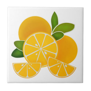 Oranges, orange slices, citrus fruit   ceramic tile