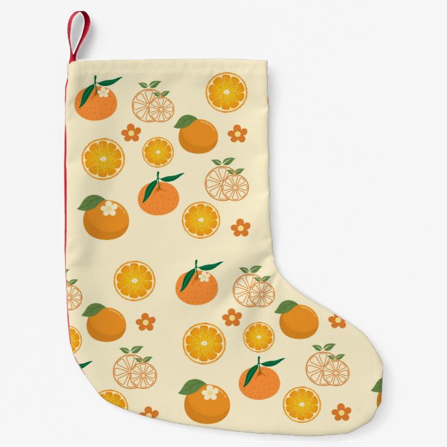 Oranges Pattern Small Christmas Stocking (Front)