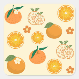 Oranges Pattern Square Sticker