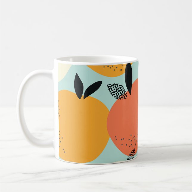 Oranges Pattern: Vibrant Seamless Design. Coffee Mug (Left)