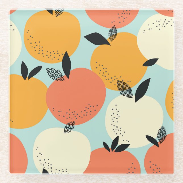 Oranges Pattern: Vibrant Seamless Design. Glass Coaster (Front)