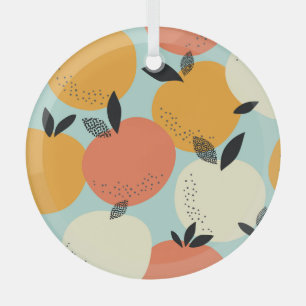 Oranges Pattern: Vibrant Seamless Design. Glass Tree Decoration