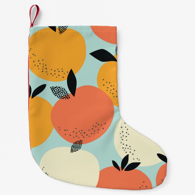 Oranges Pattern: Vibrant Seamless Design. Small Christmas Stocking (Front)