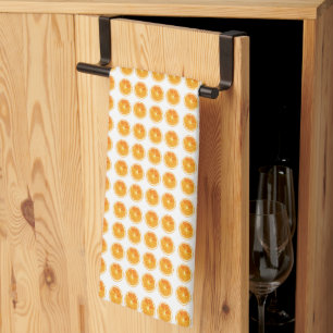 Oranges Pattern White Tea Towel
