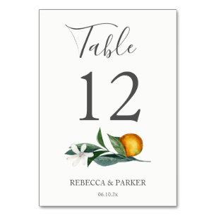 Oranges personalised Wedding Table Number