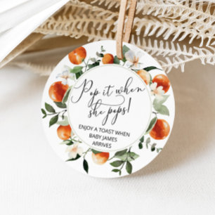 Oranges Pop it when she pops baby shower Favour Tags