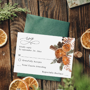 Oranges Rustic Holiday no Meal RSVP Card