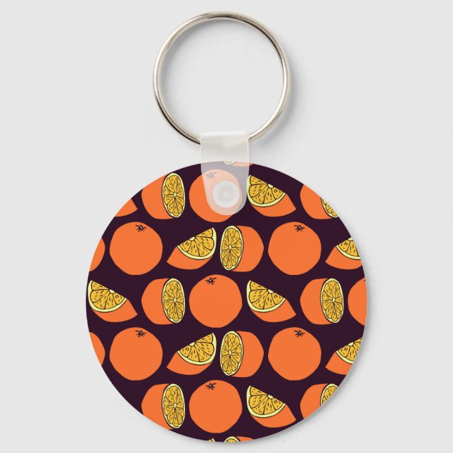 Oranges seamless pattern, vintage texture. key ring (Front)