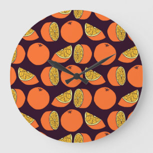 Oranges seamless pattern, vintage texture. large clock