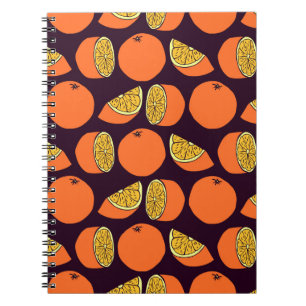 Oranges seamless pattern, vintage texture. notebook