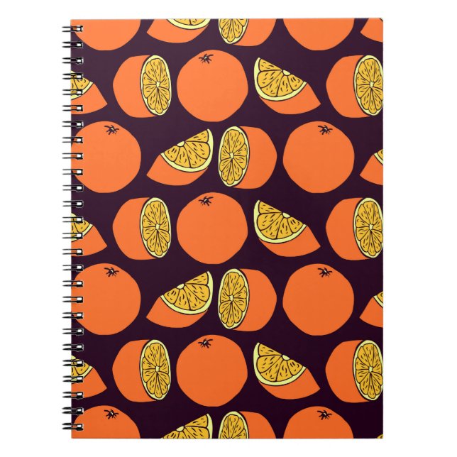 Oranges seamless pattern, vintage texture. notebook (Front)