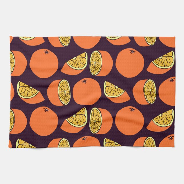 Oranges seamless pattern, vintage texture. tea towel (Horizontal)