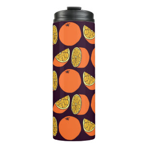Oranges seamless pattern, vintage texture. thermal tumbler