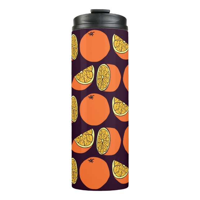 Oranges seamless pattern, vintage texture. thermal tumbler (Front)