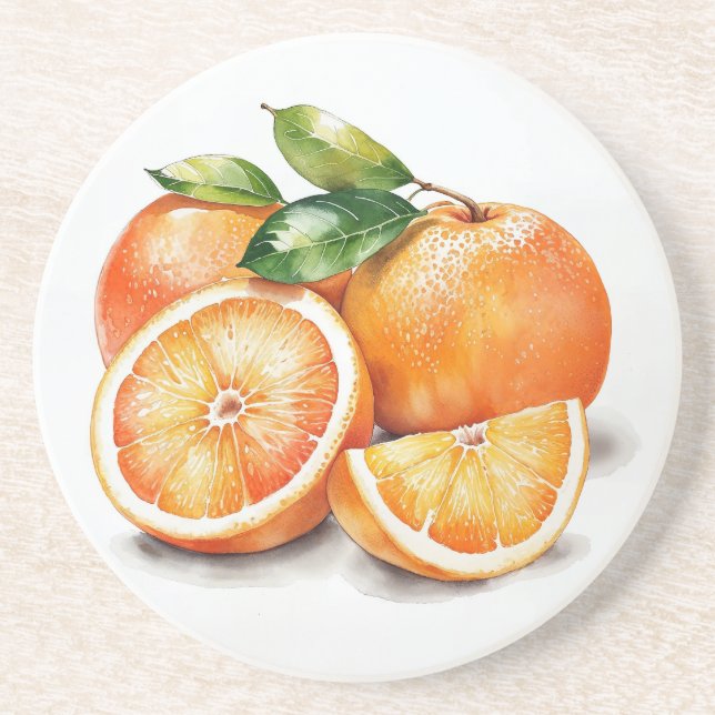 Oranges Sliced and Whole Coaster (Front)