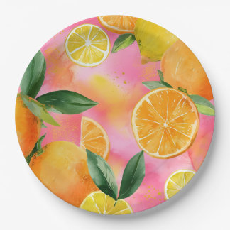 Oranges spring party plates