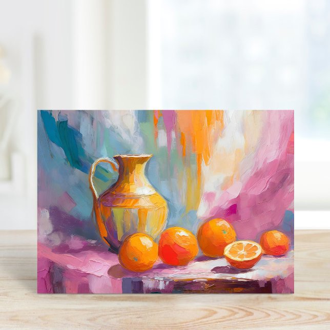 Oranges Still Life Modern Impressionist Art Card (Creator Uploaded)