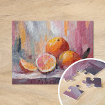 Oranges Still Life Modern Impressionist Art Jigsaw Puzzle<br><div class="desc">A beautiful modern art painting in an impressionist style, showcasing a still life of oranges with textured brushstrokes in muted pastel pink and orange hues. The soft colours create a serene and calming atmosphere, while the textured strokes add depth and dimension to the composition. This elegant piece captures the essence...</div>