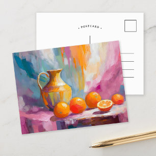 Oranges Still Life Modern Impressionist Art Postcard