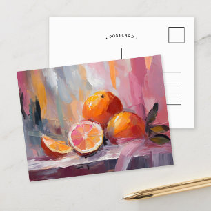 Oranges Still Life Modern Impressionist Art Postcard