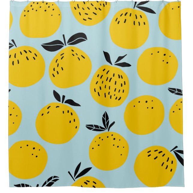 Oranges Summer: Fruitful Vintage Pattern Shower Curtain (Front)