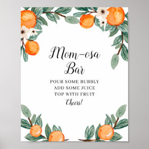 Oranges Twin Baby Shower Mum-osa Bar Sign