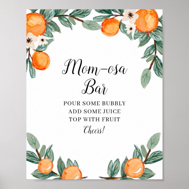 Oranges Twin Baby Shower Mum-osa Bar Sign (Front)