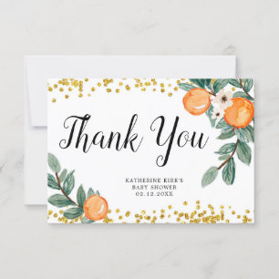 Oranges Twin Baby Shower Thank You Card
