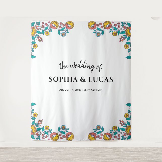 Oranges Wedding Backdrop Photo booth Tapestry (Front)