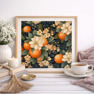 Oranges White Blossoms Botanical Home Decor