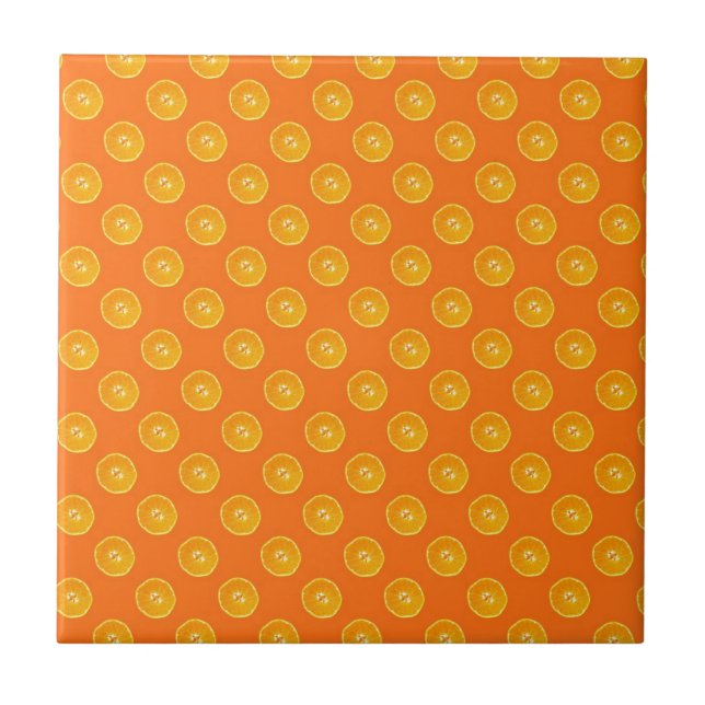 Oranges with orange background ceramic tile (Front)