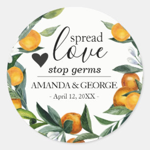 Oranges wreath Wedding Hand Sanitizer Classic Round Sticker
