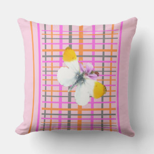 Orangetip Butterfly Chequered Pattern Throw Pillow