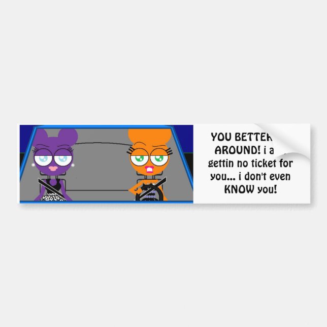orangey & purple ATTITUDE bumper sticker (Front)