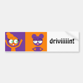 orangey & purple bumper sticker