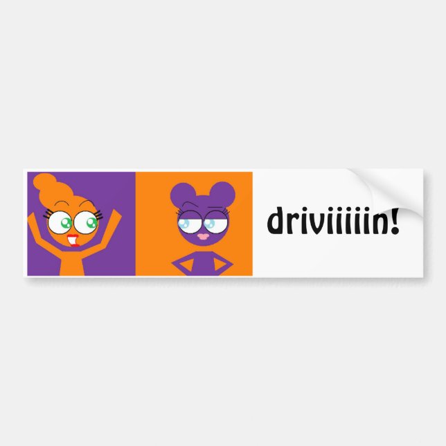 orangey & purple bumper sticker (Front)