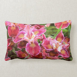 Orangish Pink Iris Lumbar Cushion
