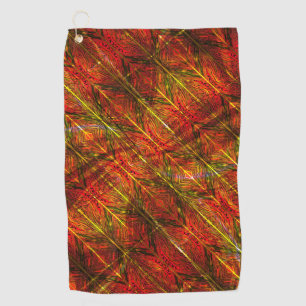 Orangish red wooden boards, gold lines and zigzag? golf towel