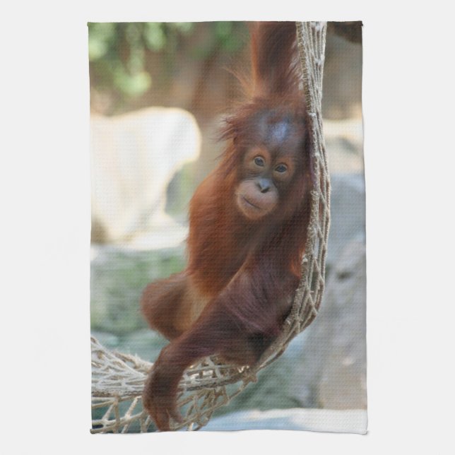 OrangUtan 001 Tea Towel (Vertical)