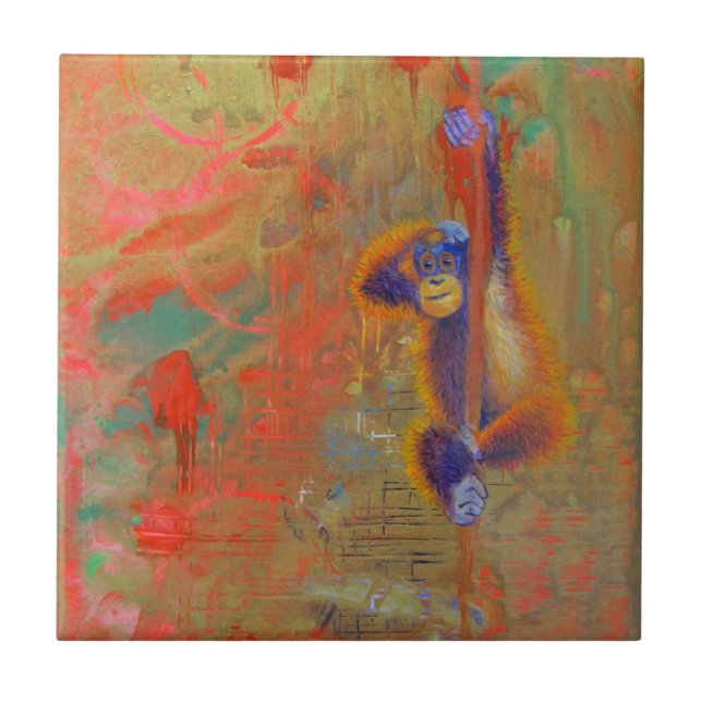 Orangutan Abstract Ceramic Tile (Front)