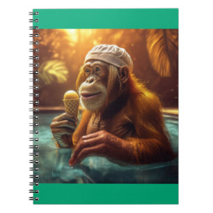Orangutan At The Pool With Ice Cream Cone Notebook