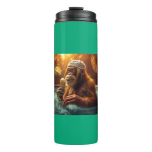 Orangutan At The Pool With Ice Cream Cone Thermal Tumbler