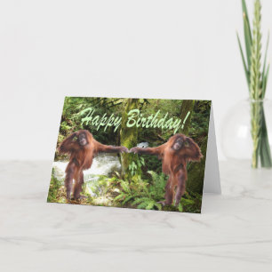 Orangutan Babies in Jungle Birthday Card