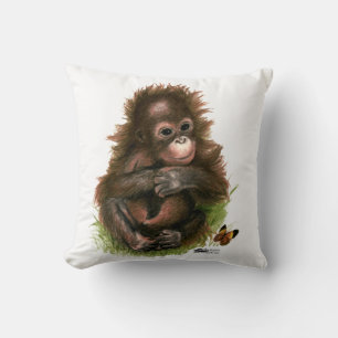 Orangutan Baby and Butterfly Cushion