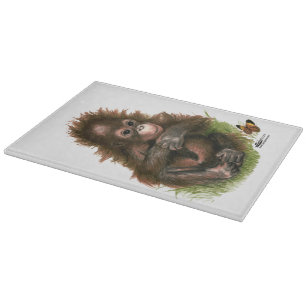 Orangutan Baby and Butterfly Cutting Board