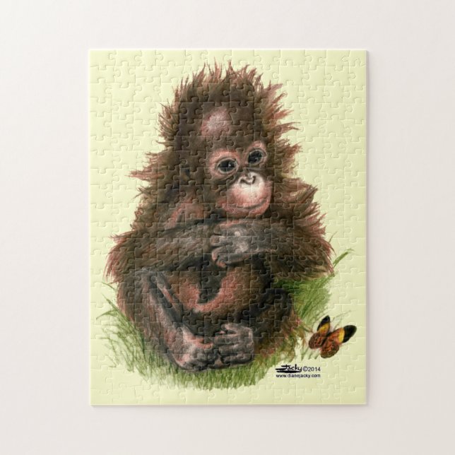 Orangutan Baby and Butterfly Jigsaw Puzzle (Vertical)