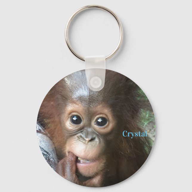 Orangutan Baby Crystal Borneo    Key Ring (Front)