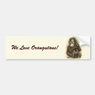 Orangutan Baby With Leaves Bumper Sticker