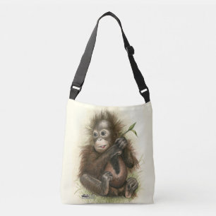 Orangutan Baby With Leaves Crossbody Bag