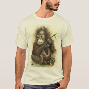 Orangutan Baby With Leaves T-Shirt